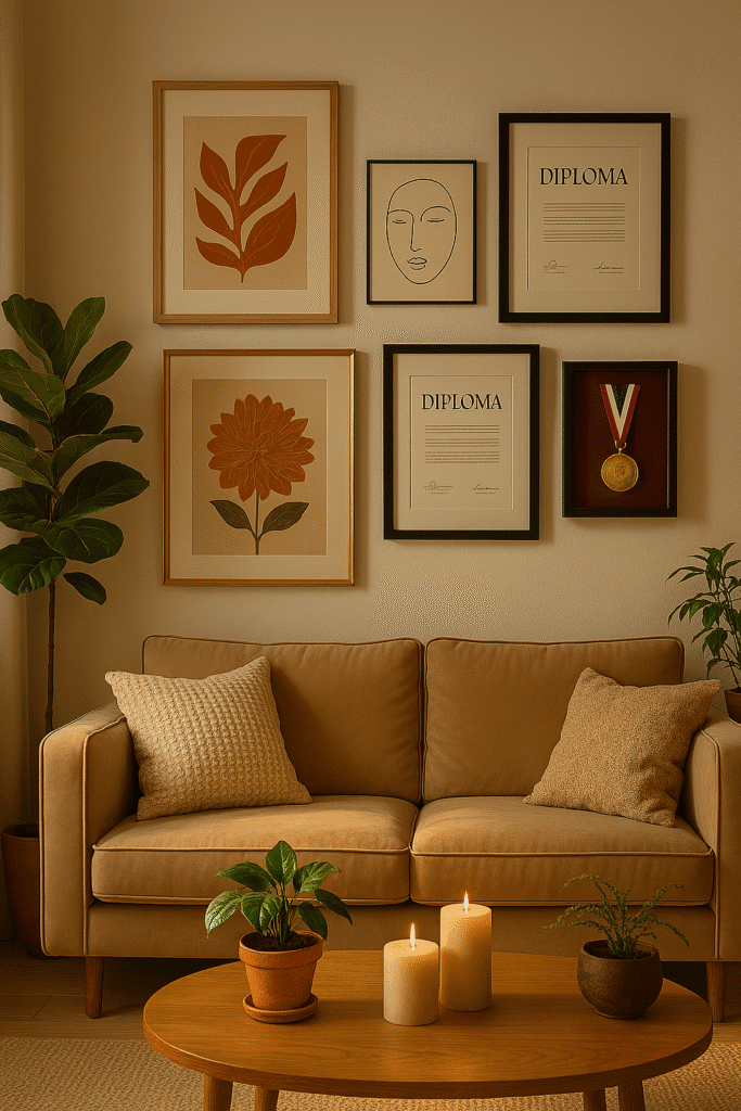 How to create eye-catching, elegant display of diplomas, medals, and trophies?